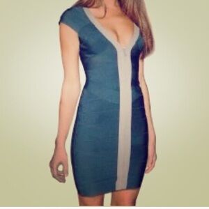 COPY - Blue/teal bandage zip up dress
